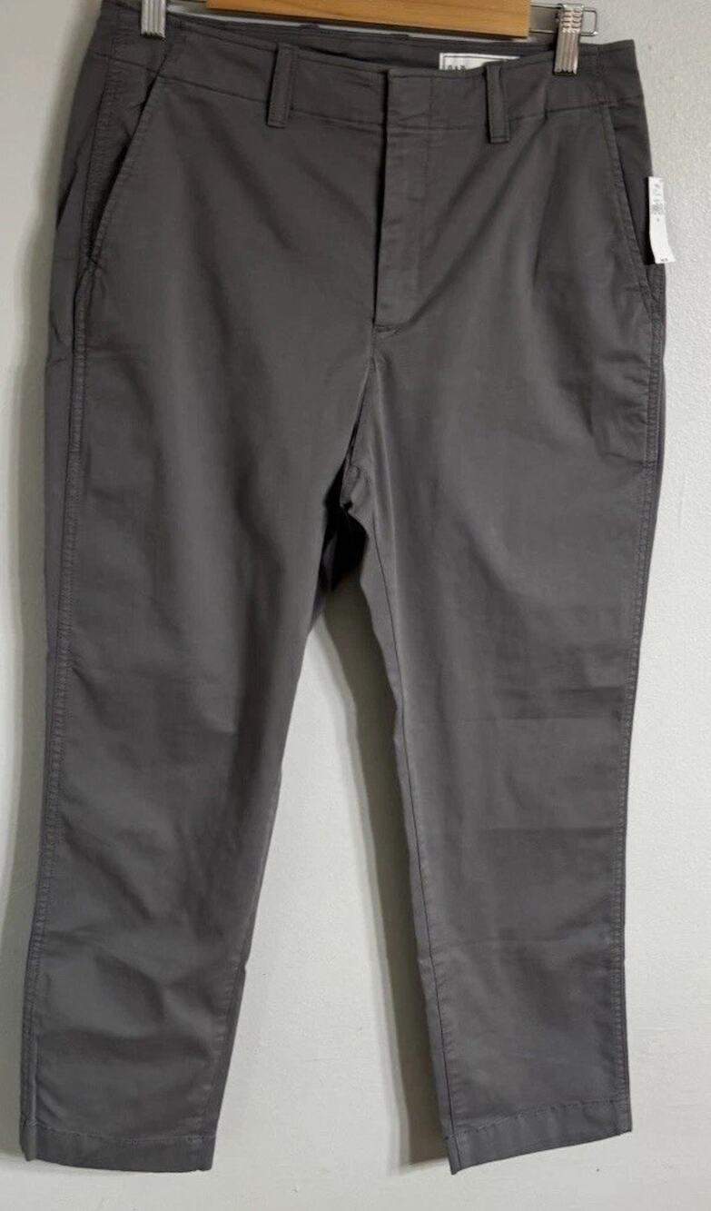 Gap Downtown Khaki Pants Women’s Size 10 Grey Ankle Stretch Stretch Pockets NEW